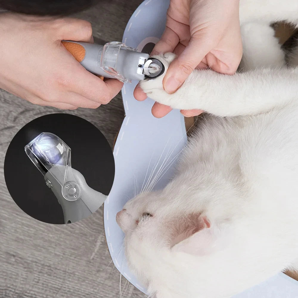 Pet Nail Clipper with LED Light, Stainless Steel Blade, for Cats & Dogs