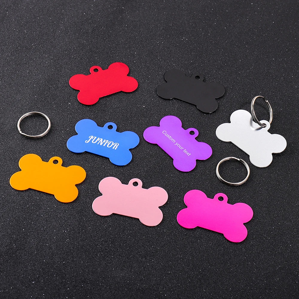 Personalized Bone-Shaped Dog ID Tag, Custom Engraved