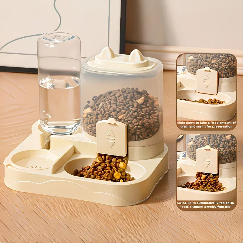 2-in-1 Pet Feeder & Water Dispenser with Dry & Wet Separation, Large