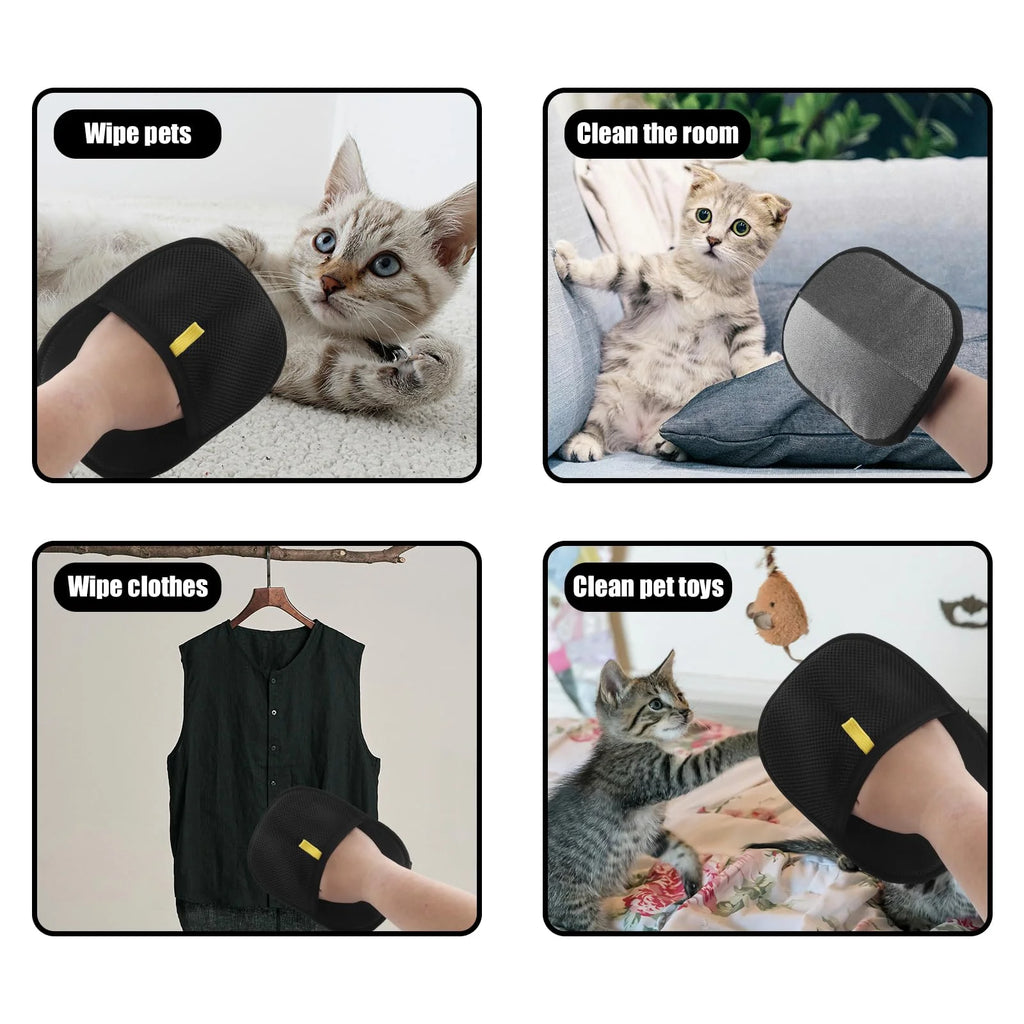 Ways to use the pet hair remover glove: wipe pets, clean the room, wipe clothes and clean pet toys
