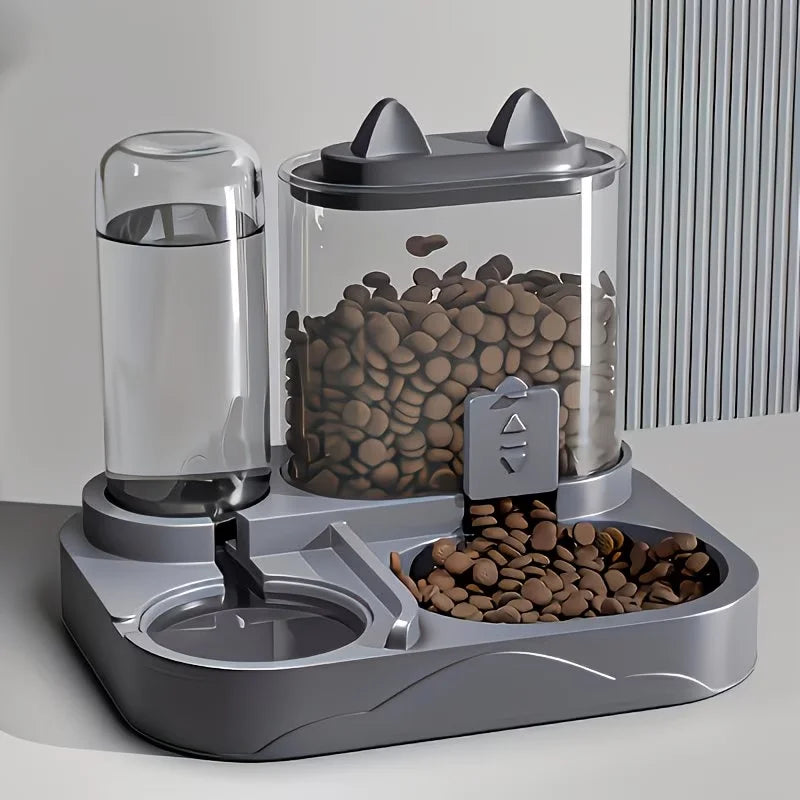 2-in-1 Pet Feeder & Water Dispenser with Dry & Wet Separation, Large