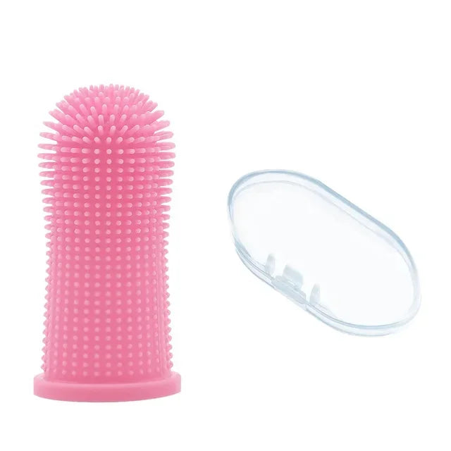 Soft Silicone Finger Toothbrush for Dogs & Cats, with Storage Case