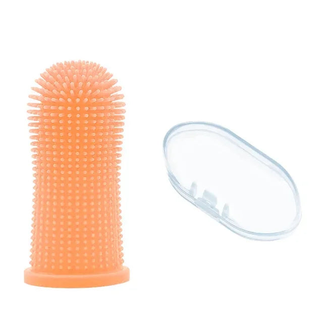 Soft Silicone Finger Toothbrush for Dogs & Cats, with Storage Case