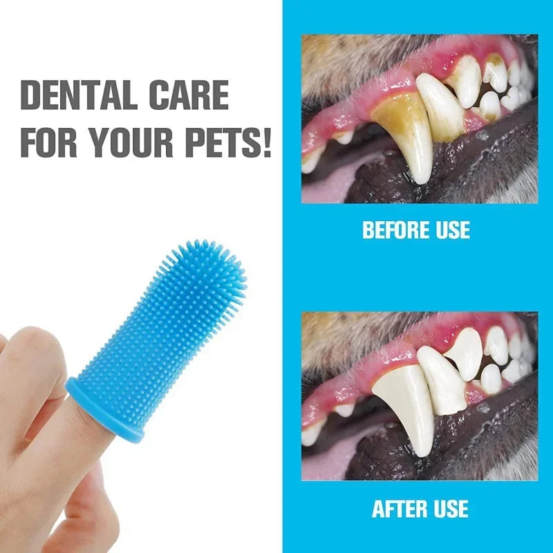 Soft Silicone Finger Toothbrush for Dogs & Cats, with Storage Case