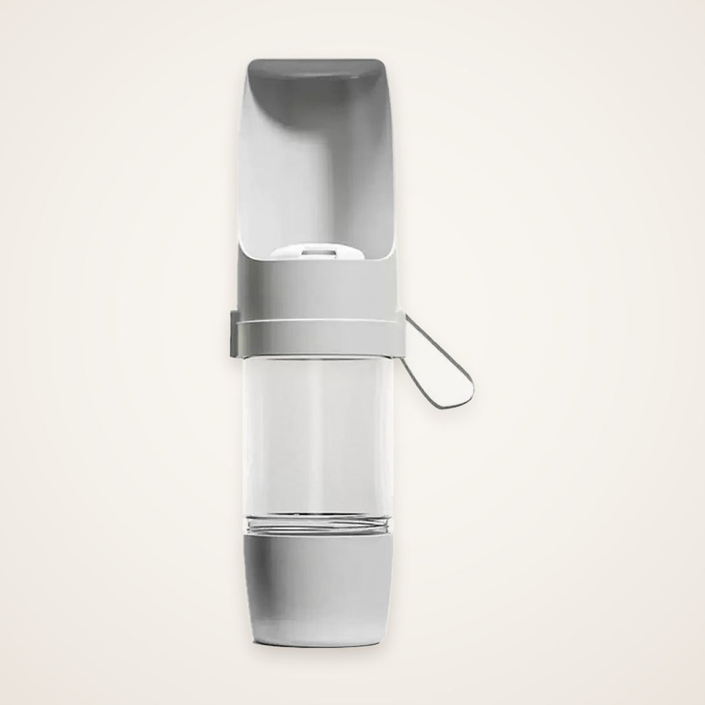 Snifflebay portable pet water bottle with food container, grey