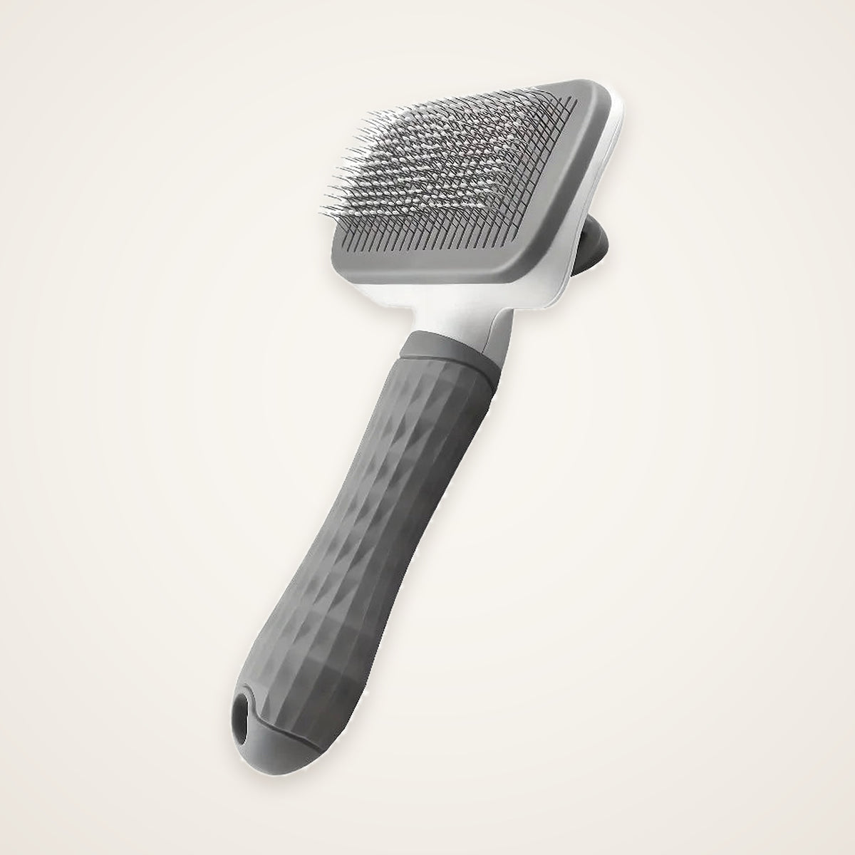 Snifflebay self-cleaning pet slicker brush with grey non-slip handle