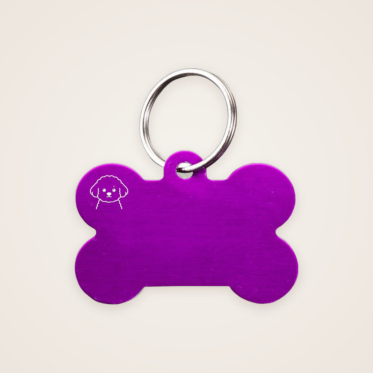 Purple bone-shaped engraved dog ID tag