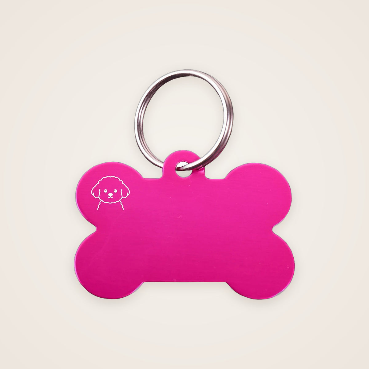 Rose red bone-shaped engraved dog ID tag